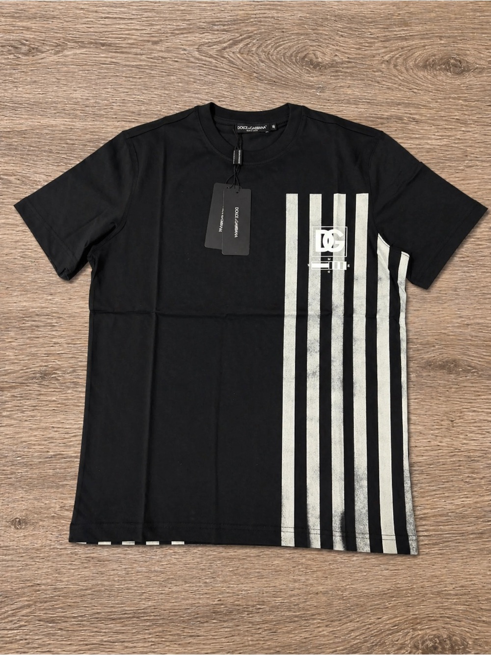 Dolce & Gabbana Stripe-print Cotton Black T-shirt Size XL